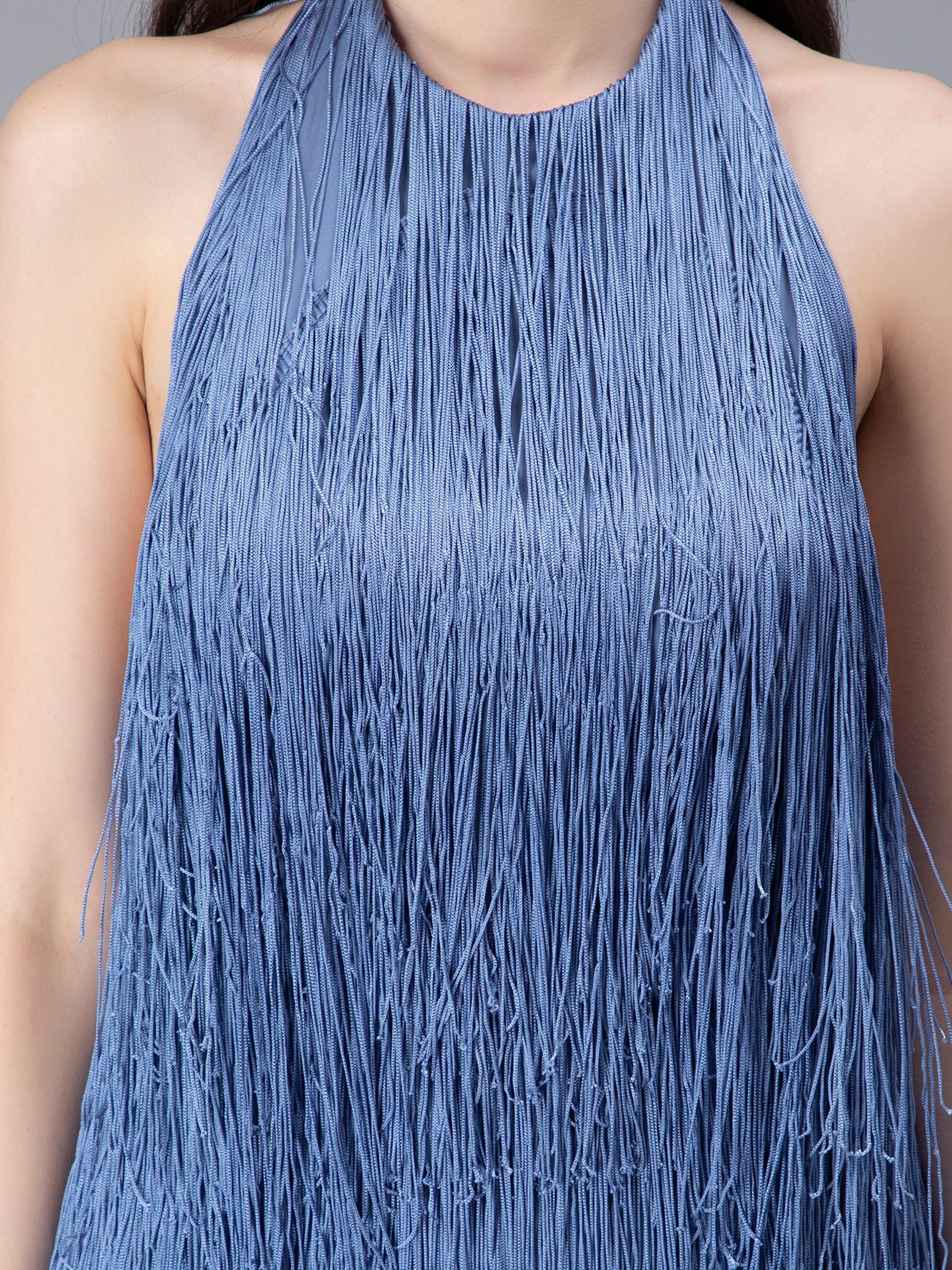 Halter Backless Tassels Dress
