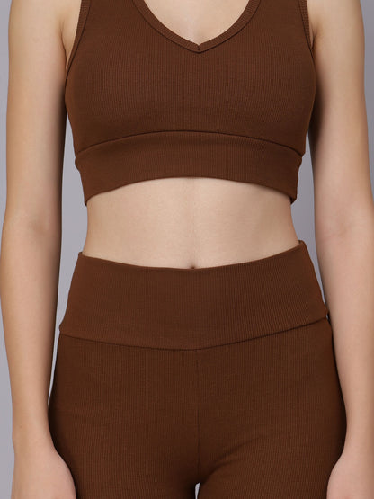 Rib Knit Two Piece Athleisure Set