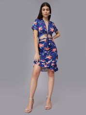 Floral Print Ruffle Short Dress