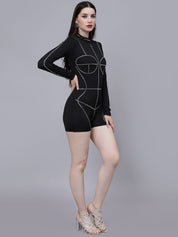Rhinestone Stickon Detail Playsuit