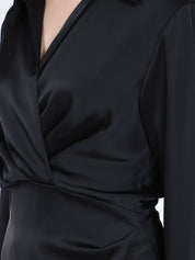 Satin Wrap Short Dress