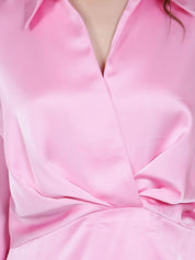 Satin Wrap Short Dress