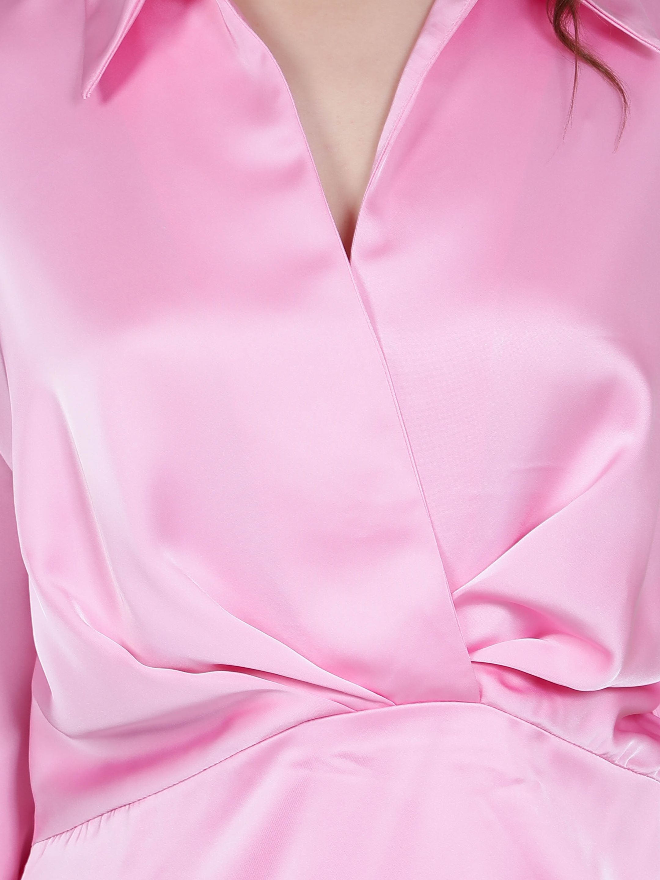 Satin Wrap Short Dress