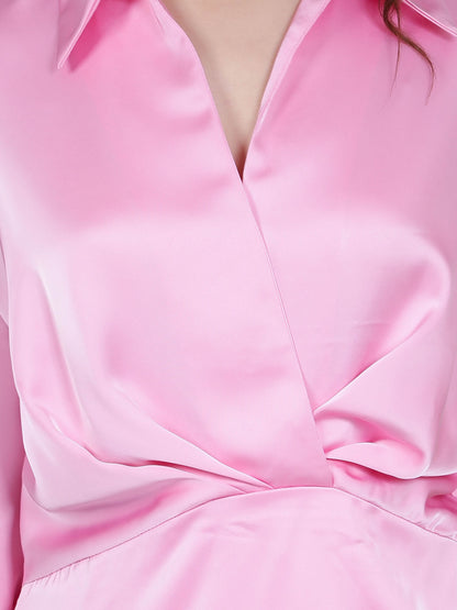 Satin Wrap Short Dress