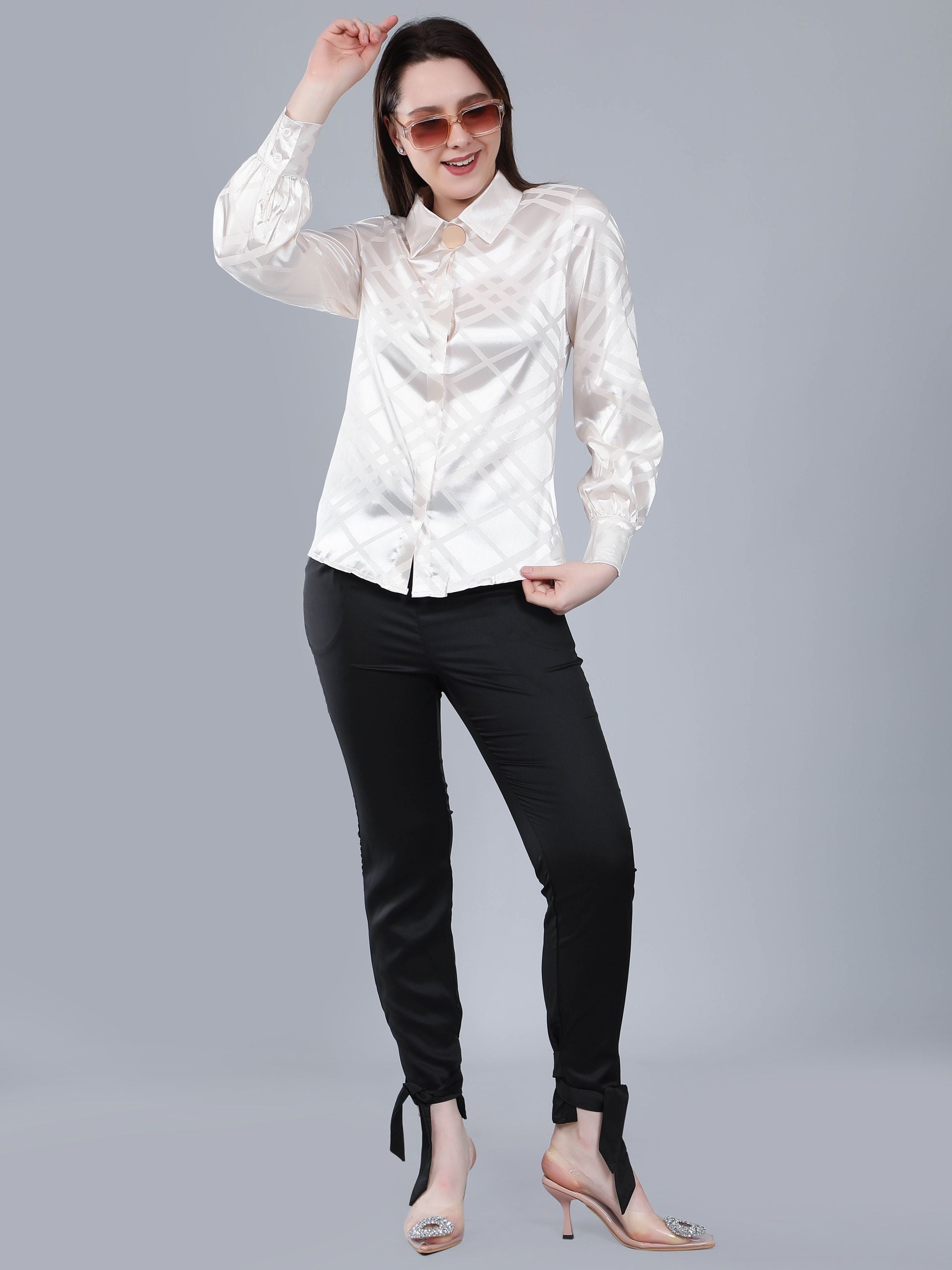 Geometrical Texture Satin Shirt