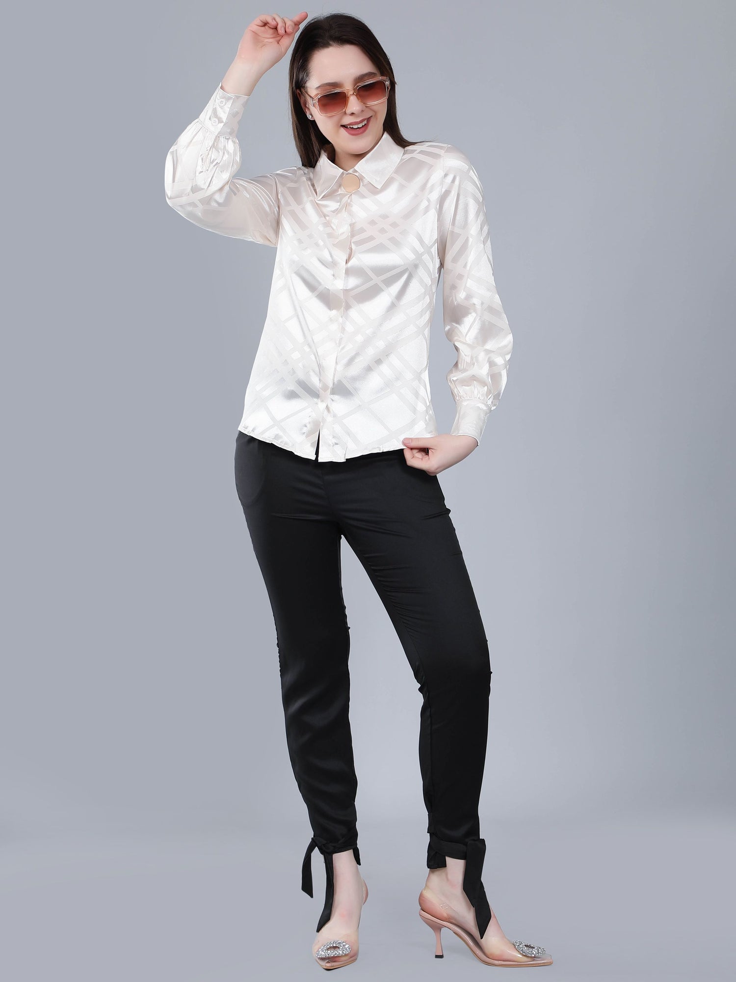 Geometrical Texture Satin Shirt