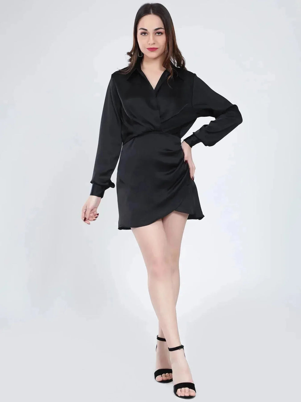Satin Wrap Short Dress
