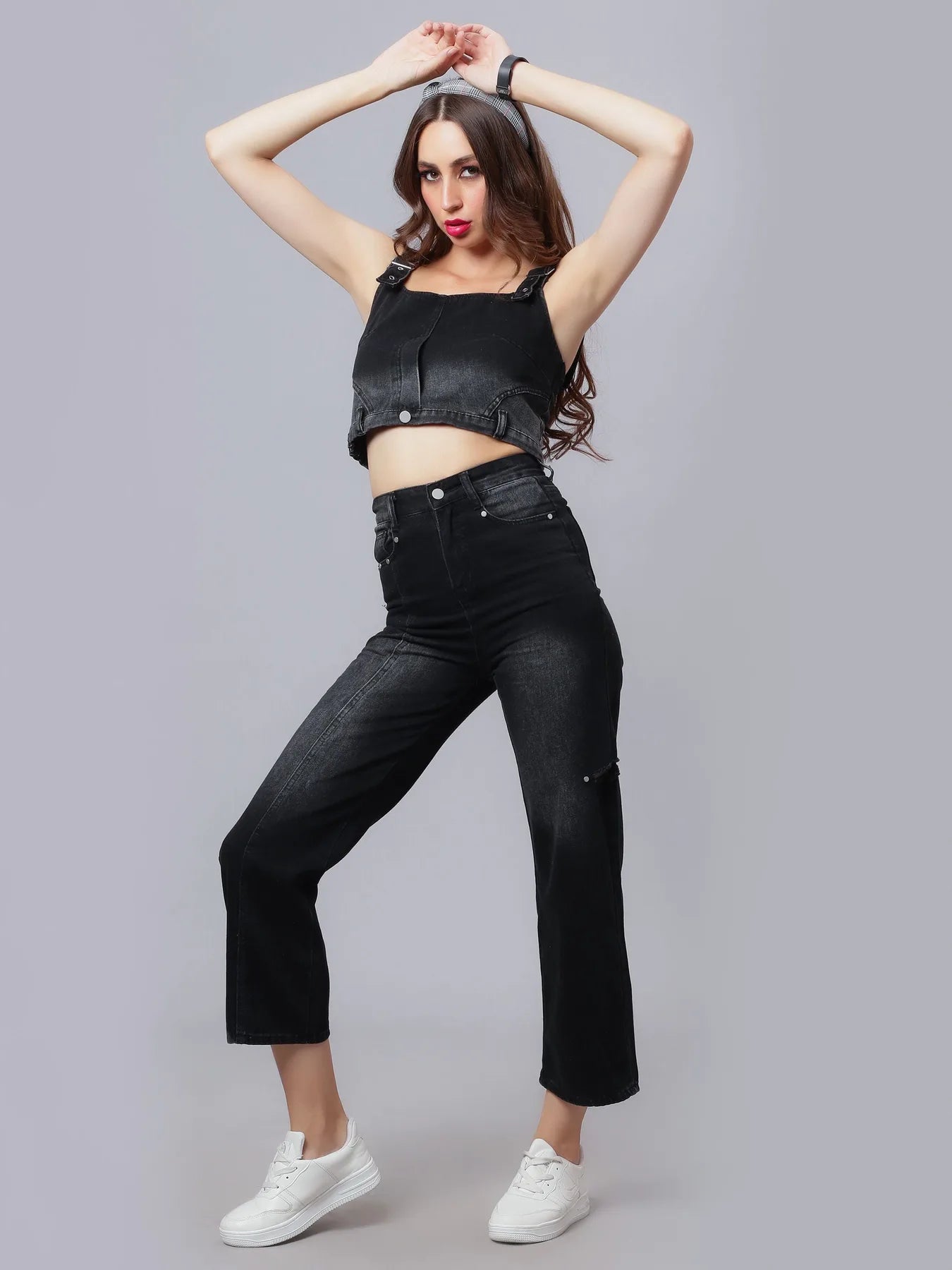 Denim Crop Pant Set