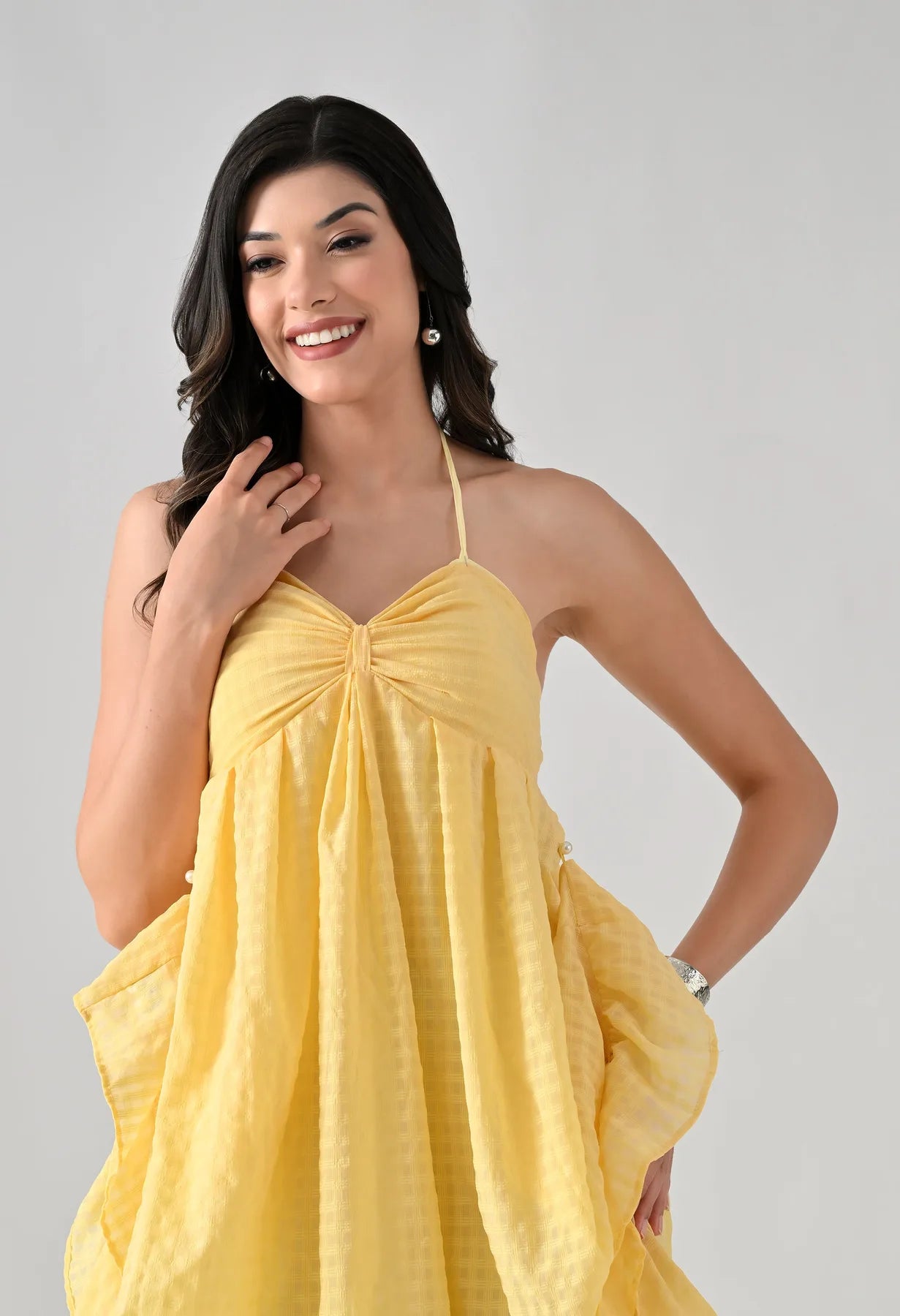 Flared Halter Midi Dress