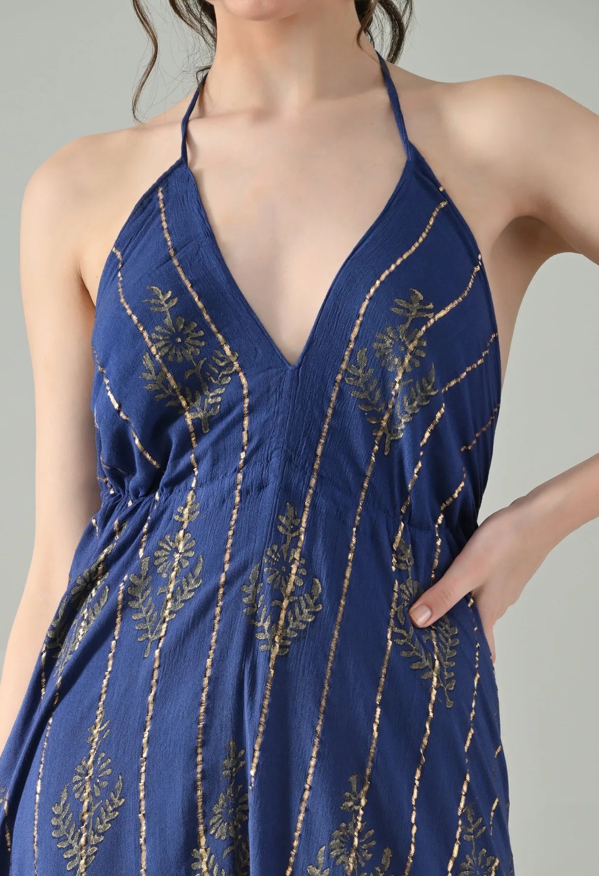 Aurora Foil Print Lurex Dress