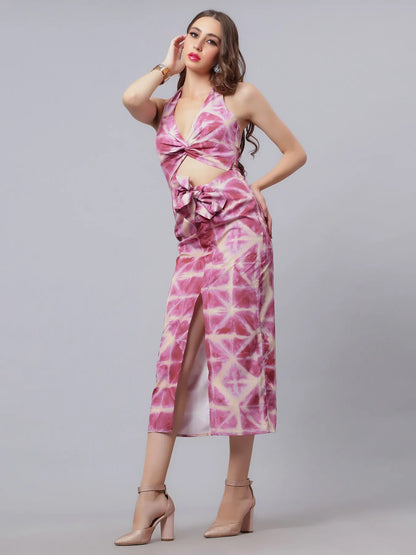 Tie-Dye Printed Halter Dress