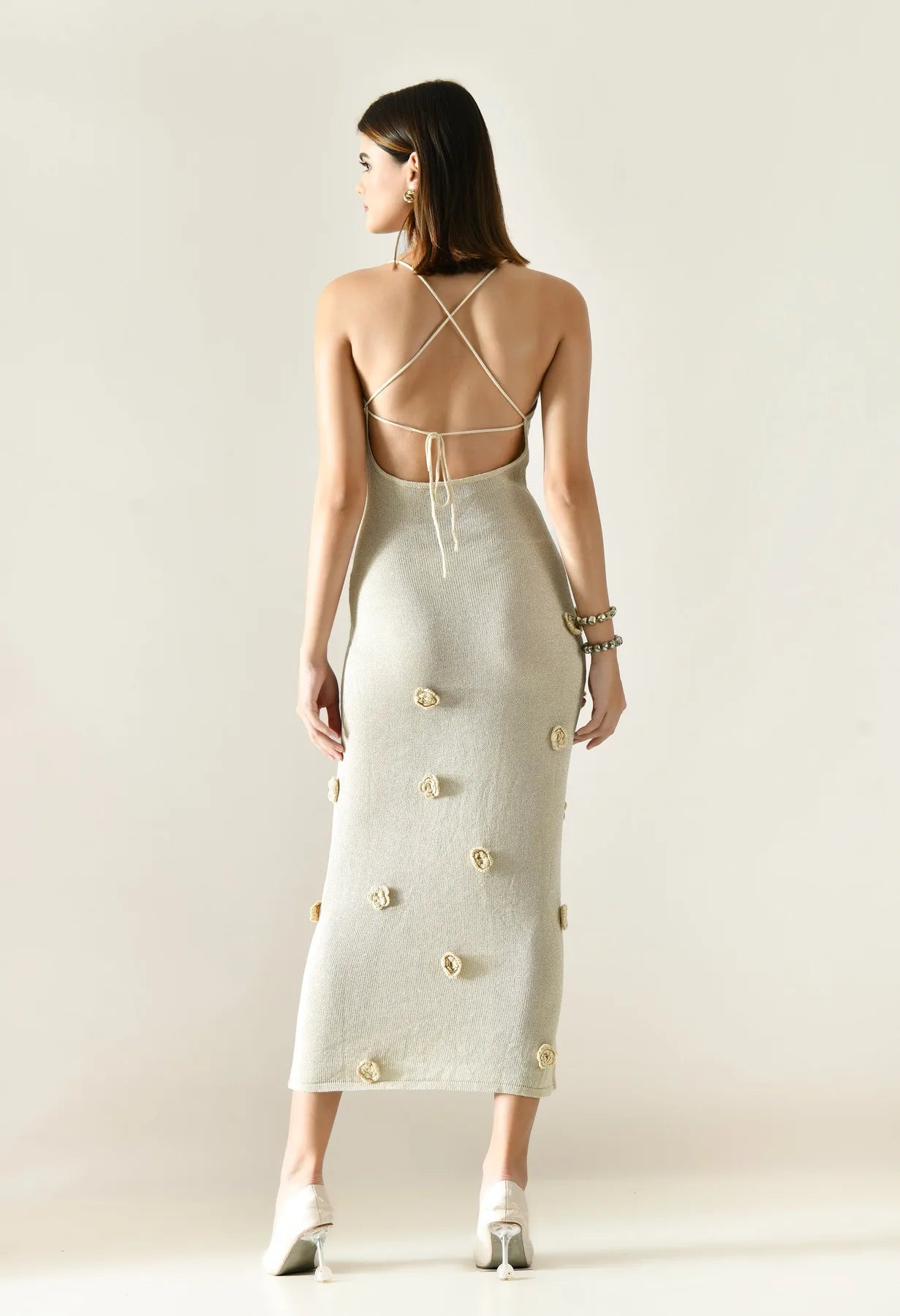 Rosette Crochet Maxi Dress