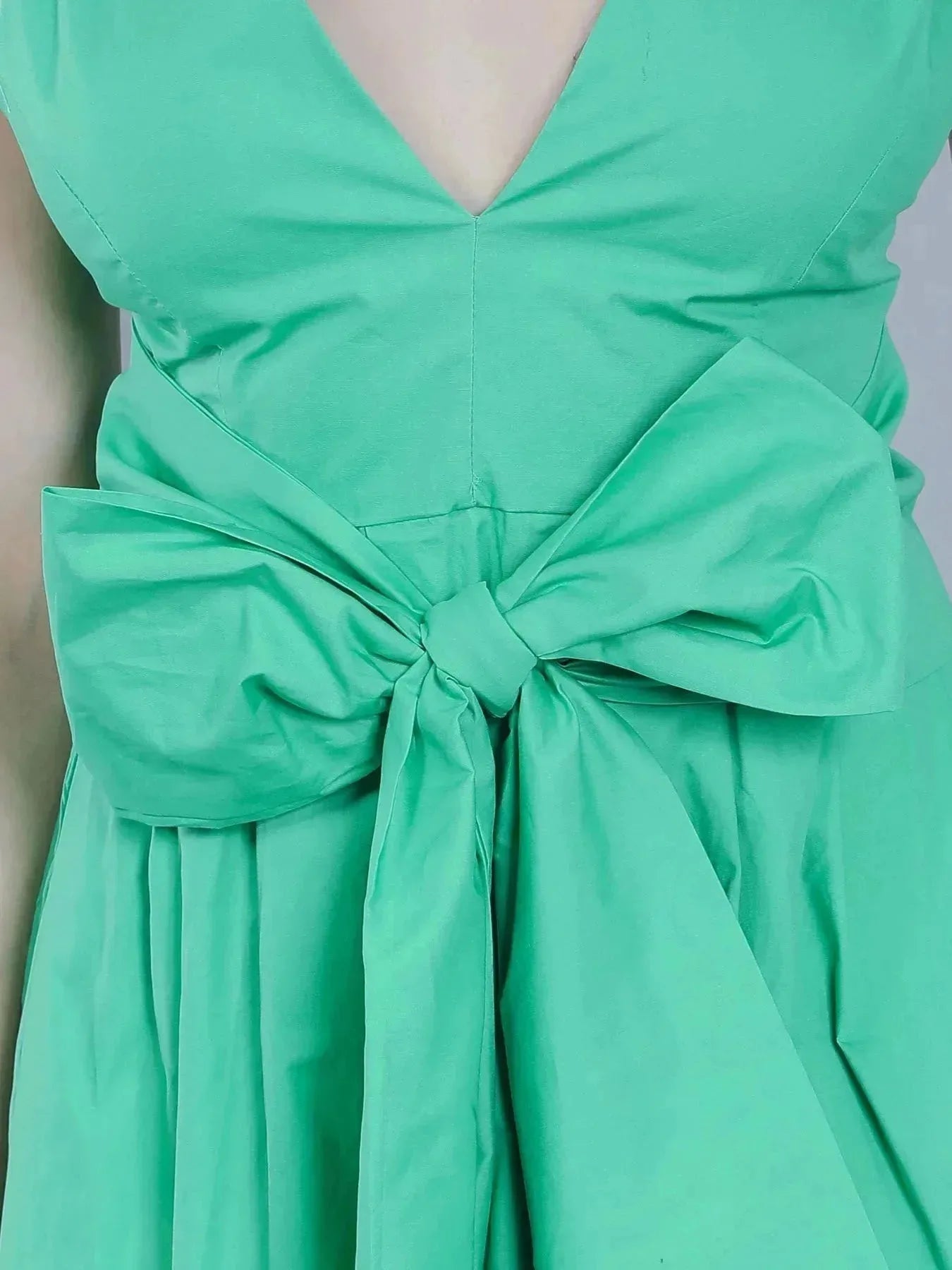 Deep V-Neck Cotton Dress