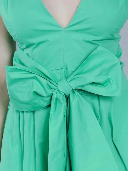 Deep V-Neck Cotton Dress