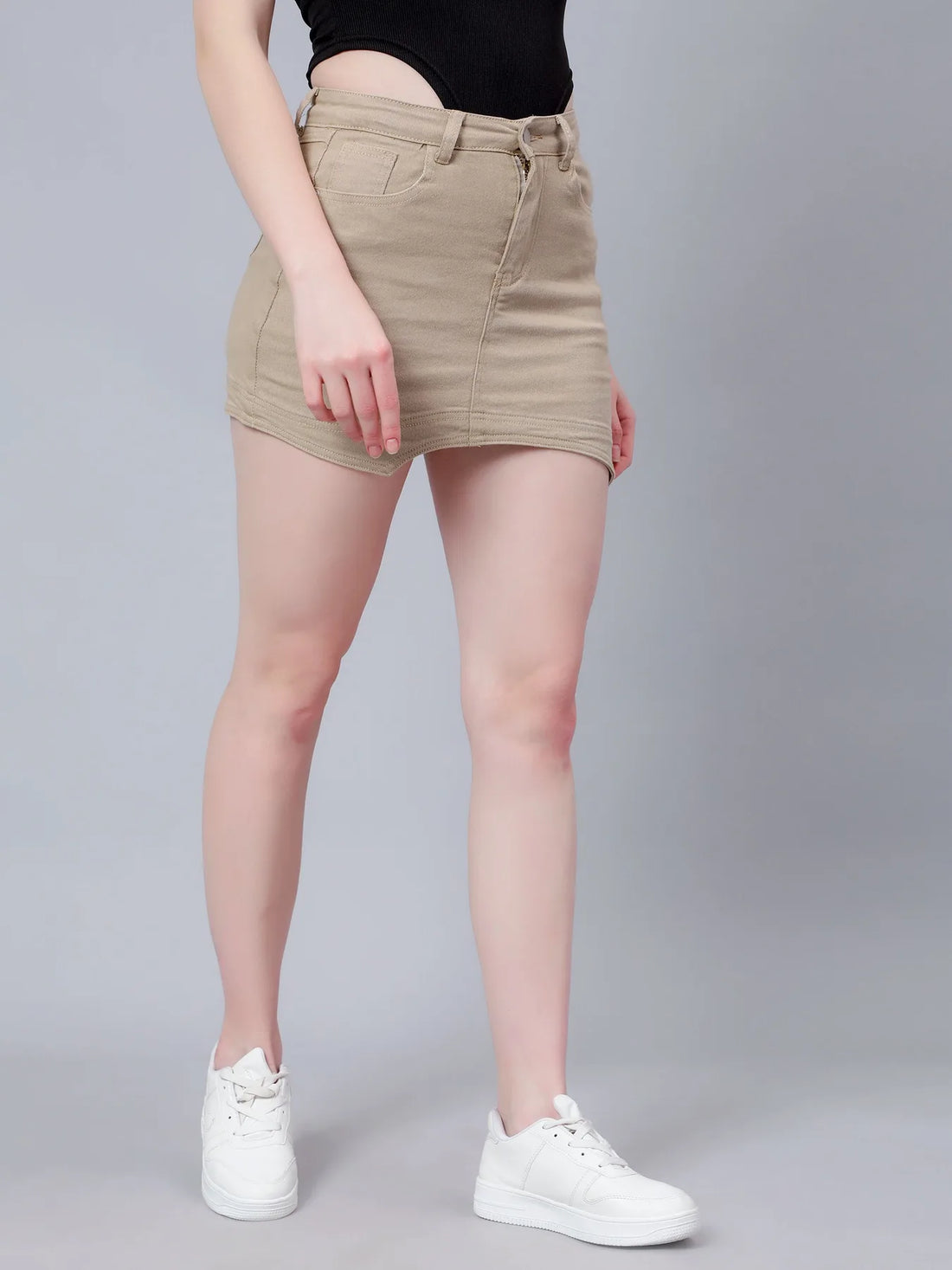 Asymmetrical Denim Mini Skirt