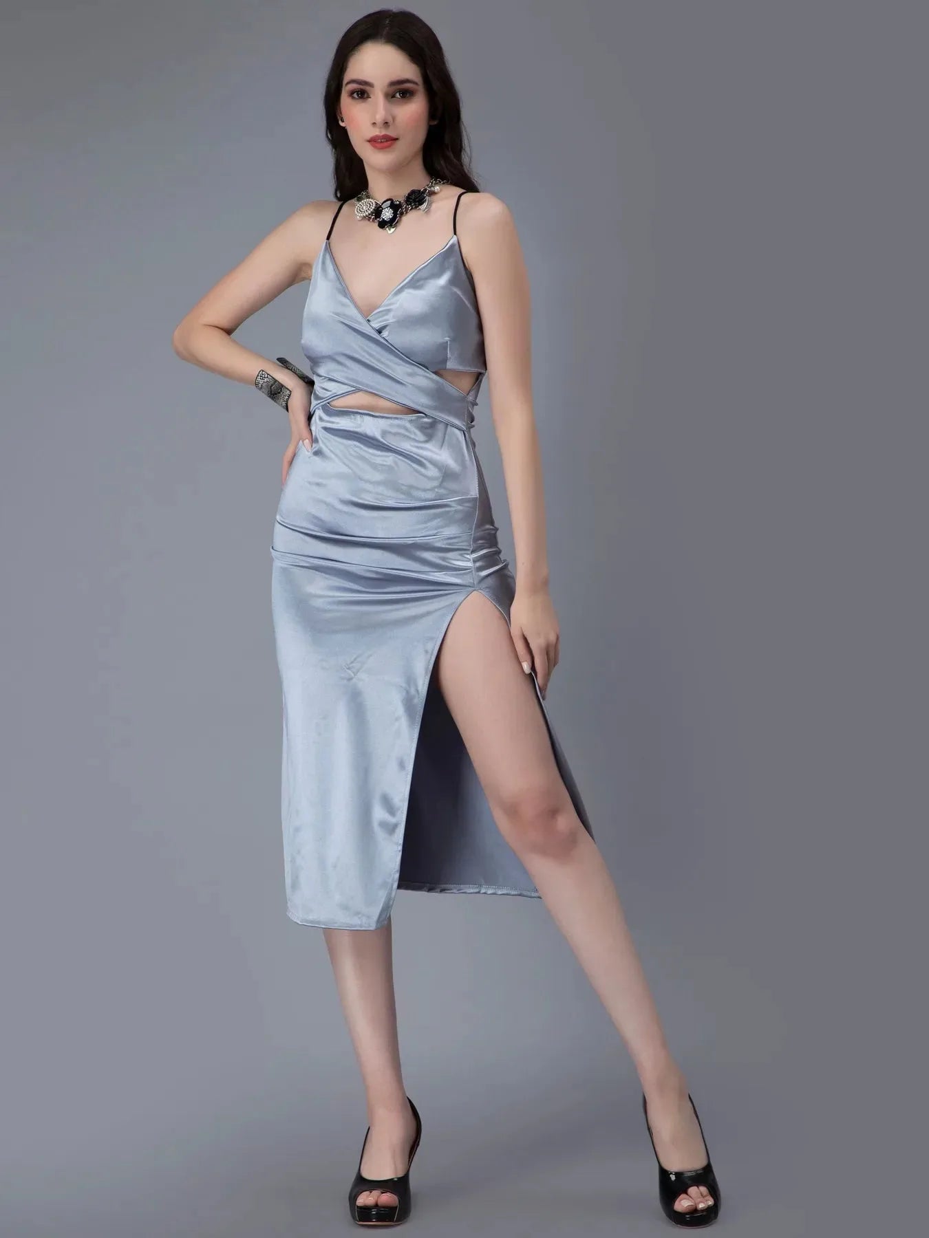 Cross Front Satin Dress