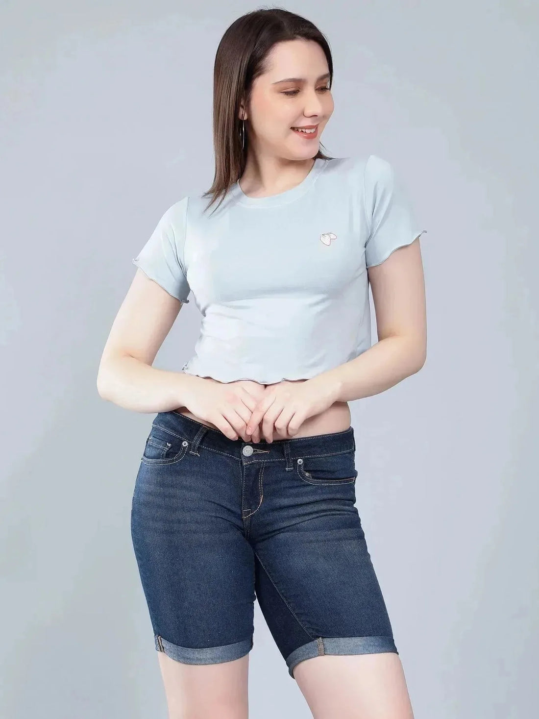 Strawberry Embroidery Crop Tee