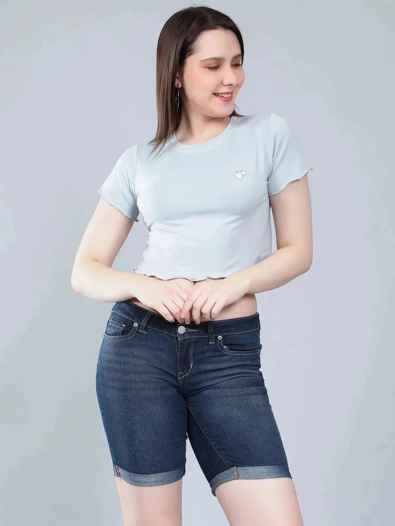 Strawberry Embroidery Crop Tee