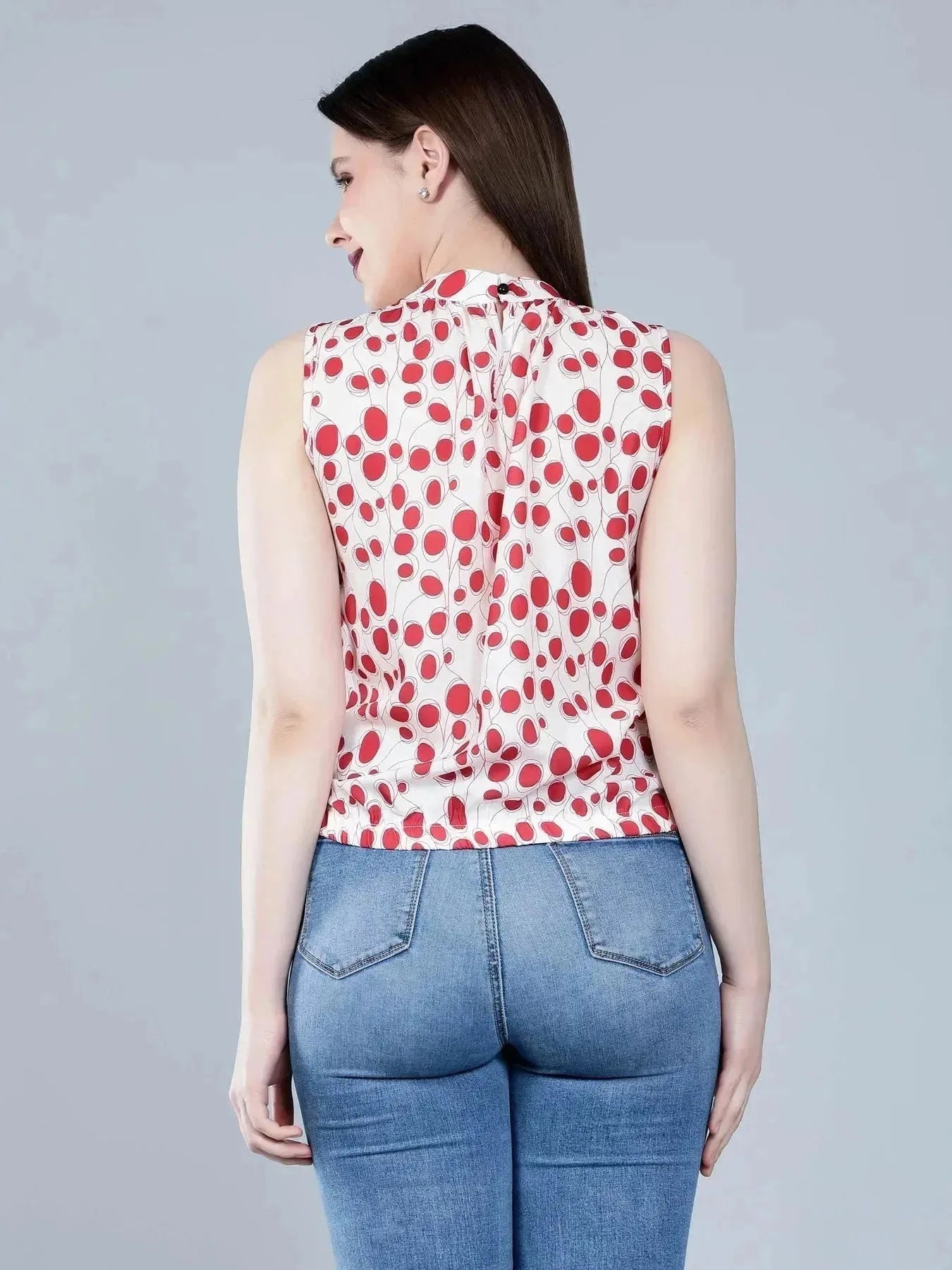 Band Neck Sleeveless Blouse