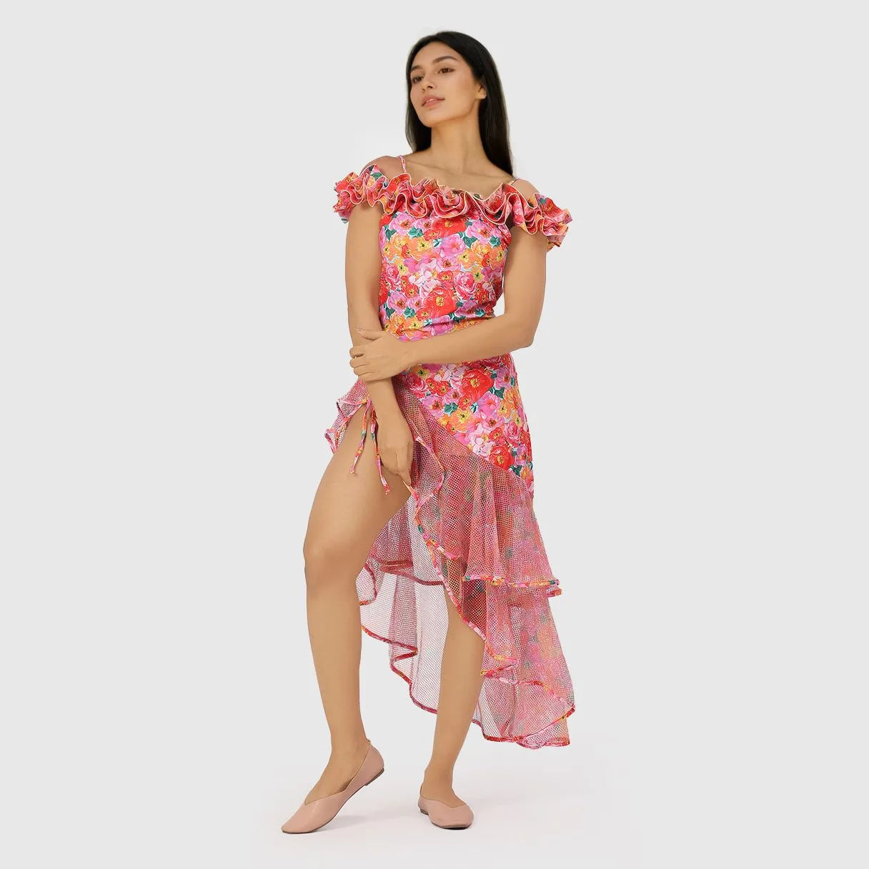 Ruffle Monokini With Sarong