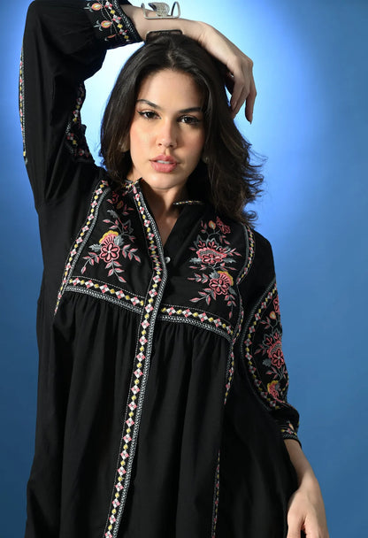 Shellora Embroidered Short Dress