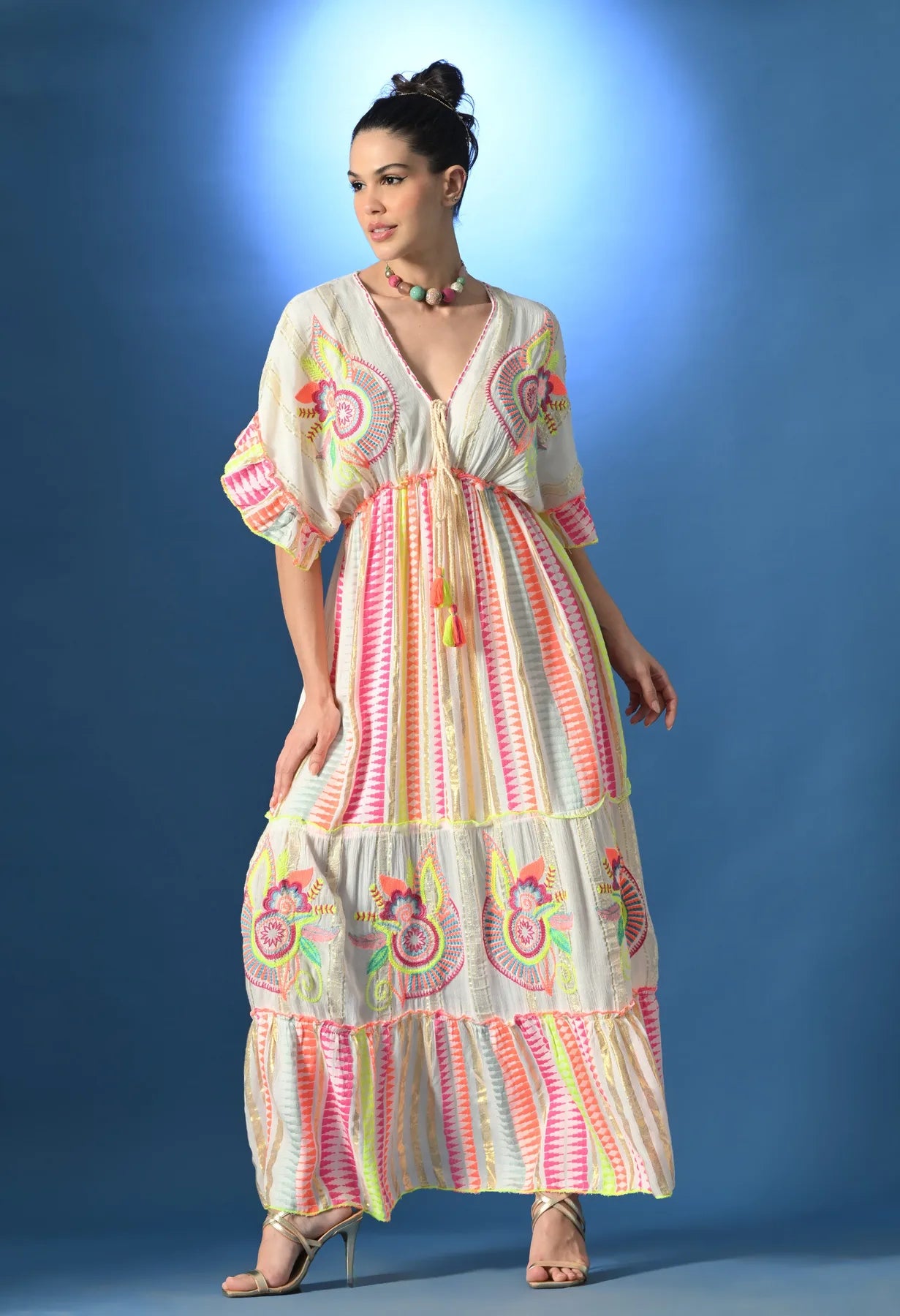 Neon Pink Bloom Maxi Dress