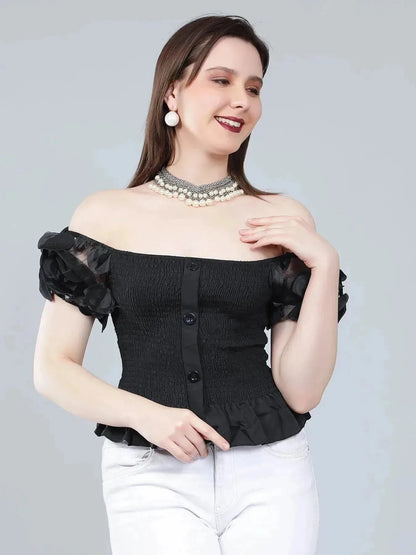 Puff Sleeve Bodycon Top