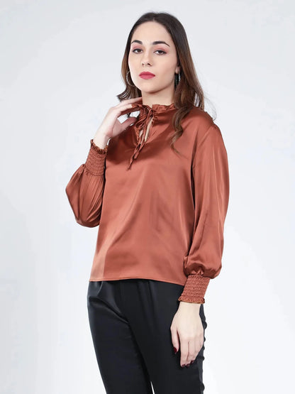 Tie Neck Satin Top