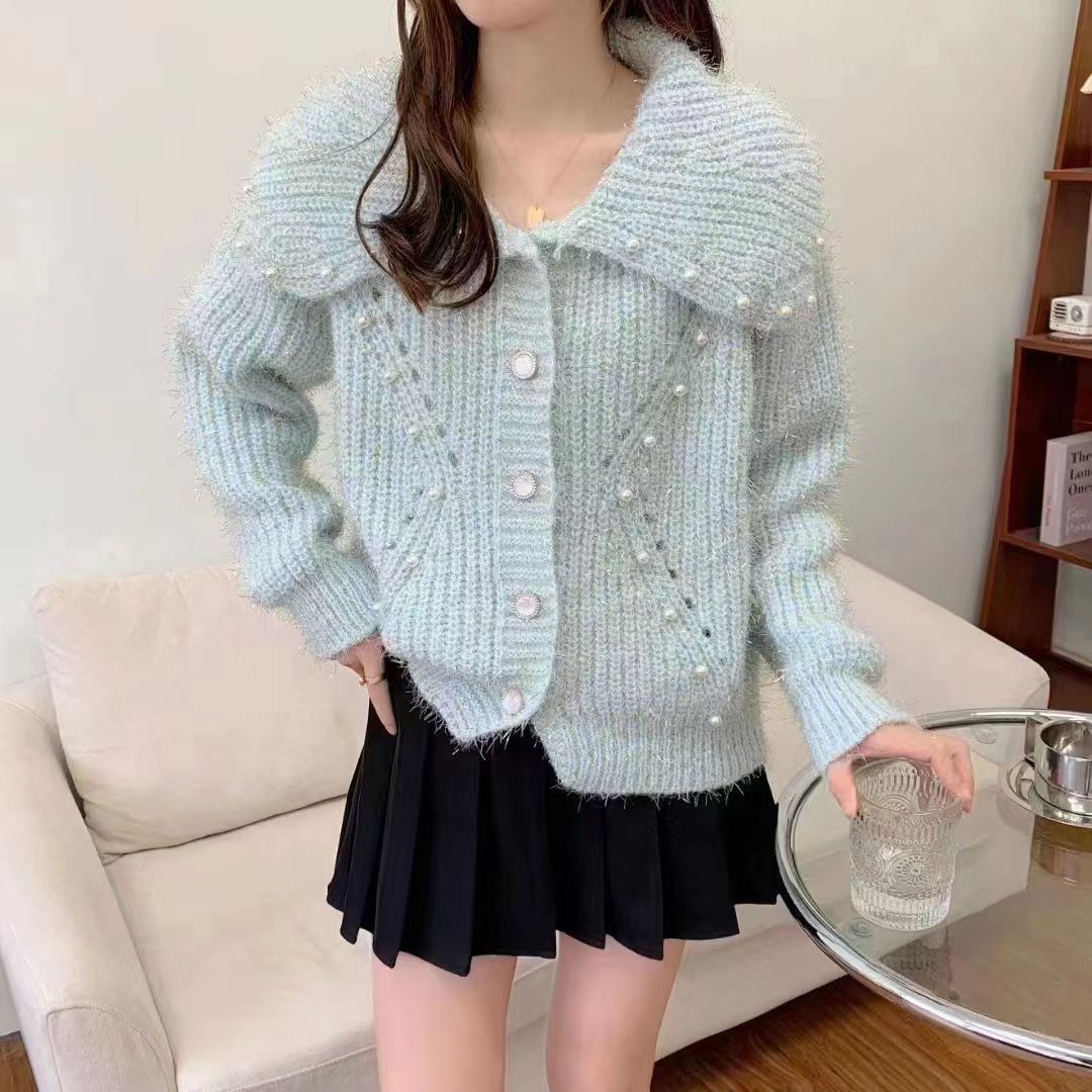 Pearl Accent Button-Up Cardigan
