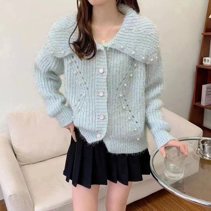 Pearl Accent Button-Up Cardigan