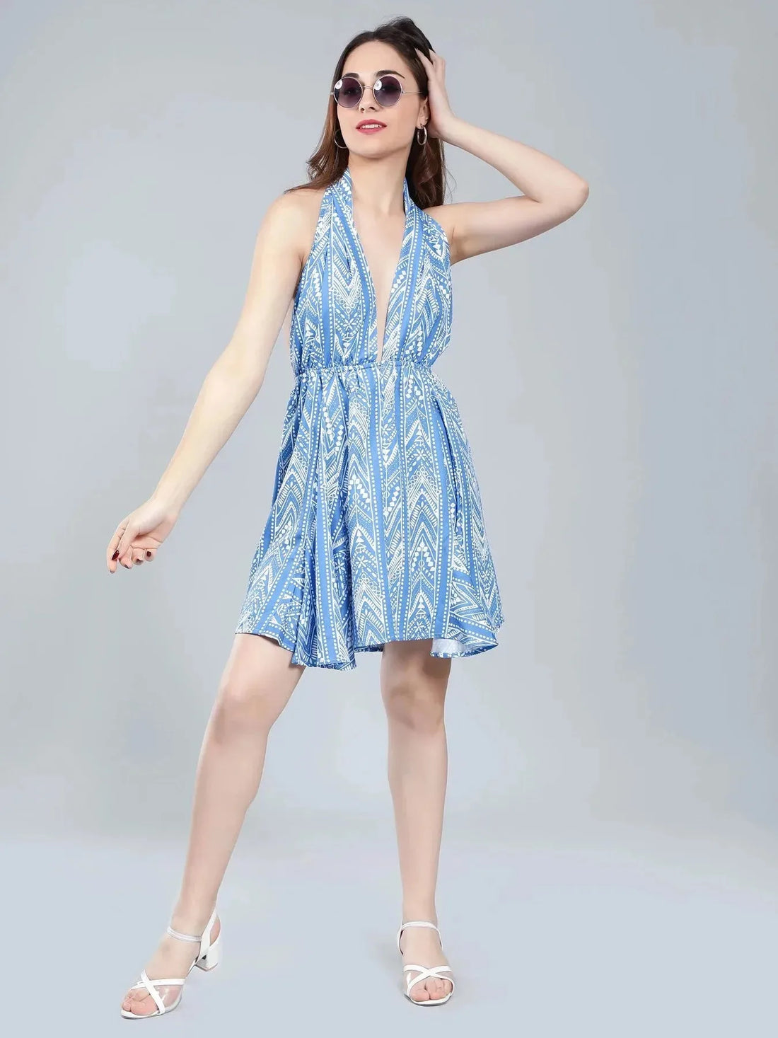 Printed Halter Short Dress