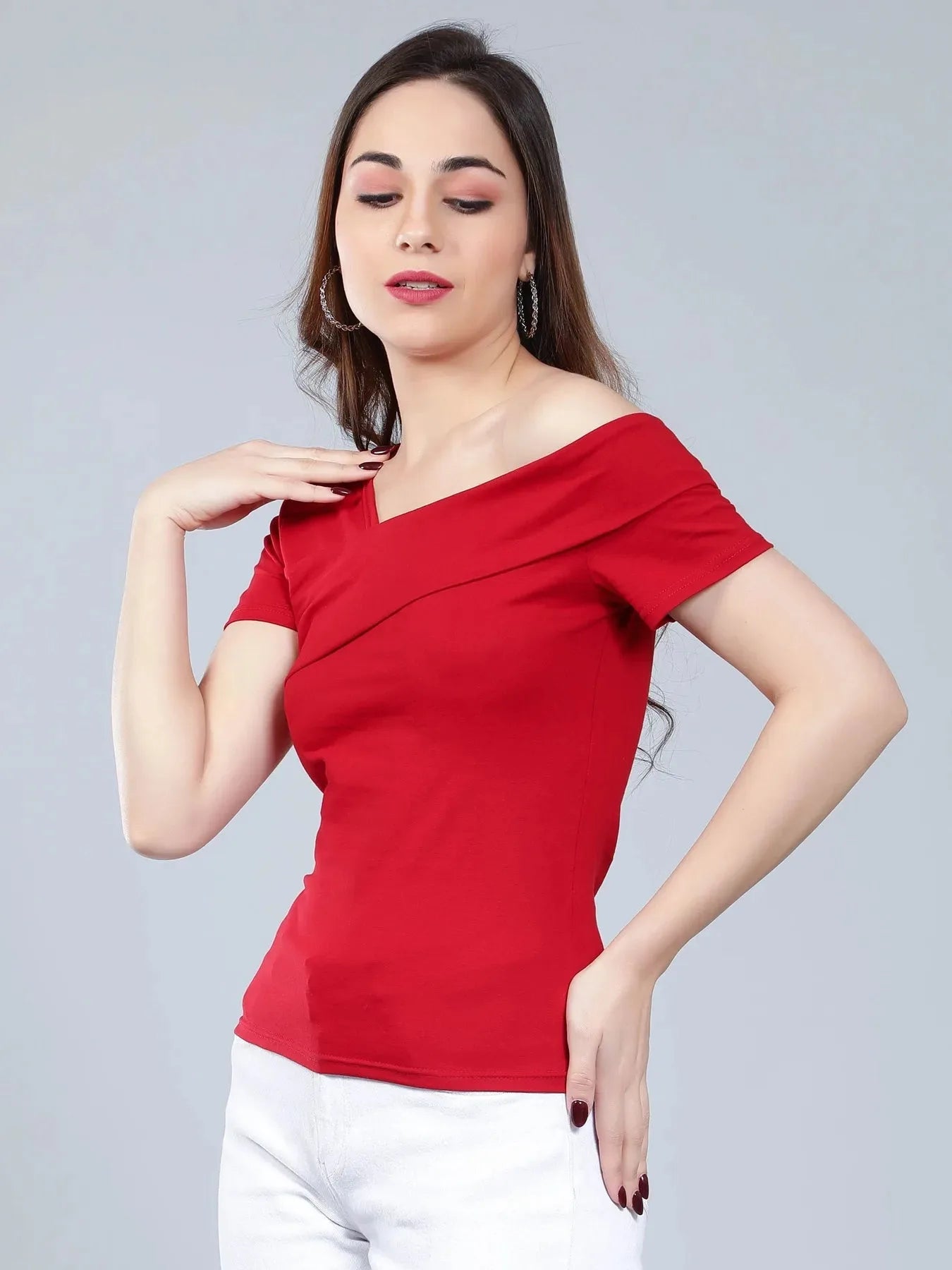 Asymmetric Neck T-Shirt