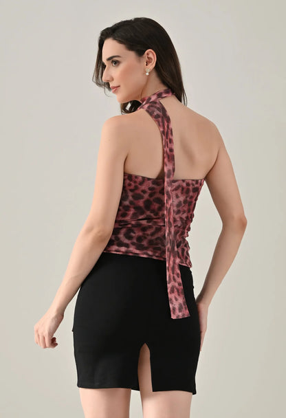 Leopard Tulle Tube Top