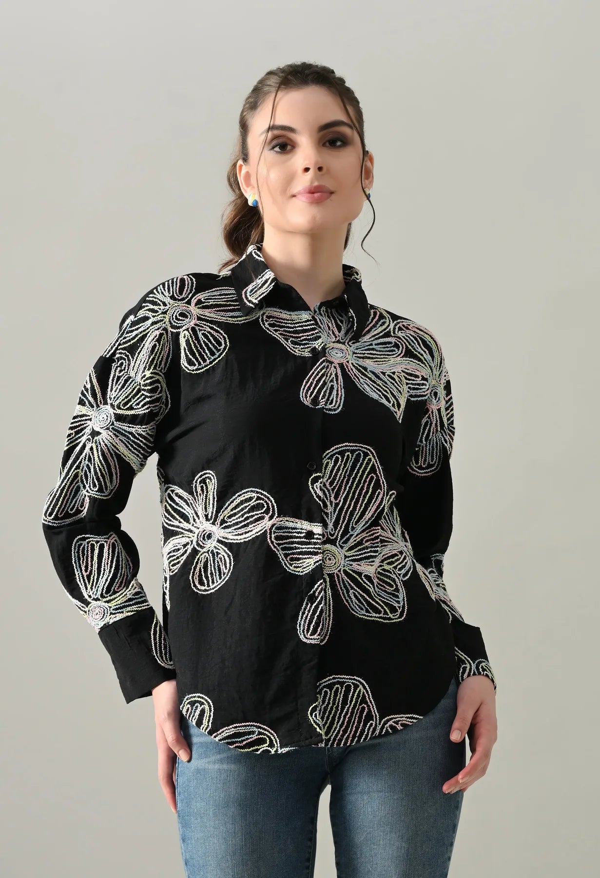 Floral Melody Embroidered Shirt