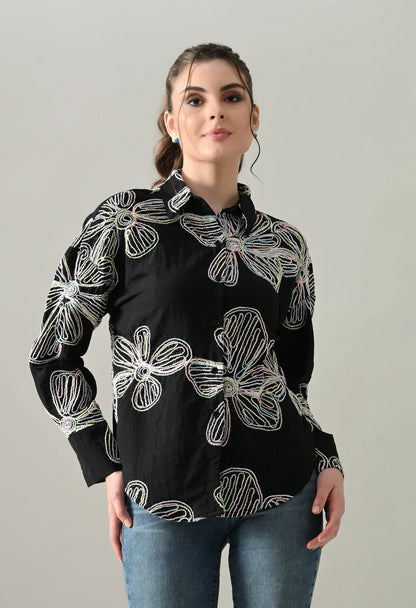 Floral Melody Embroidered Shirt