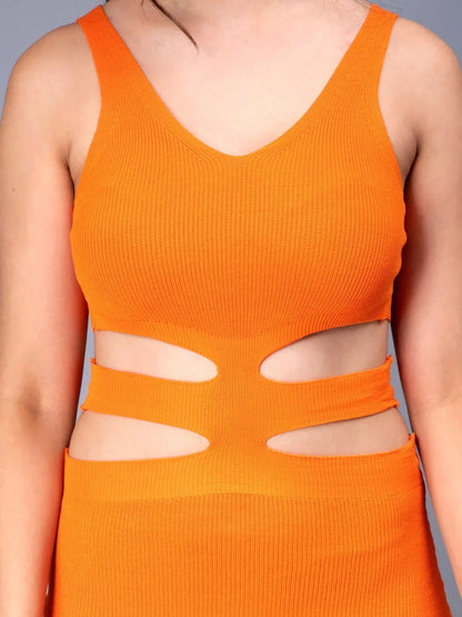 Hollow Cut Out Fitted Knit Dress