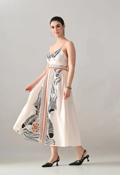 Tropical Bloom Back-Tie Maxi Dress