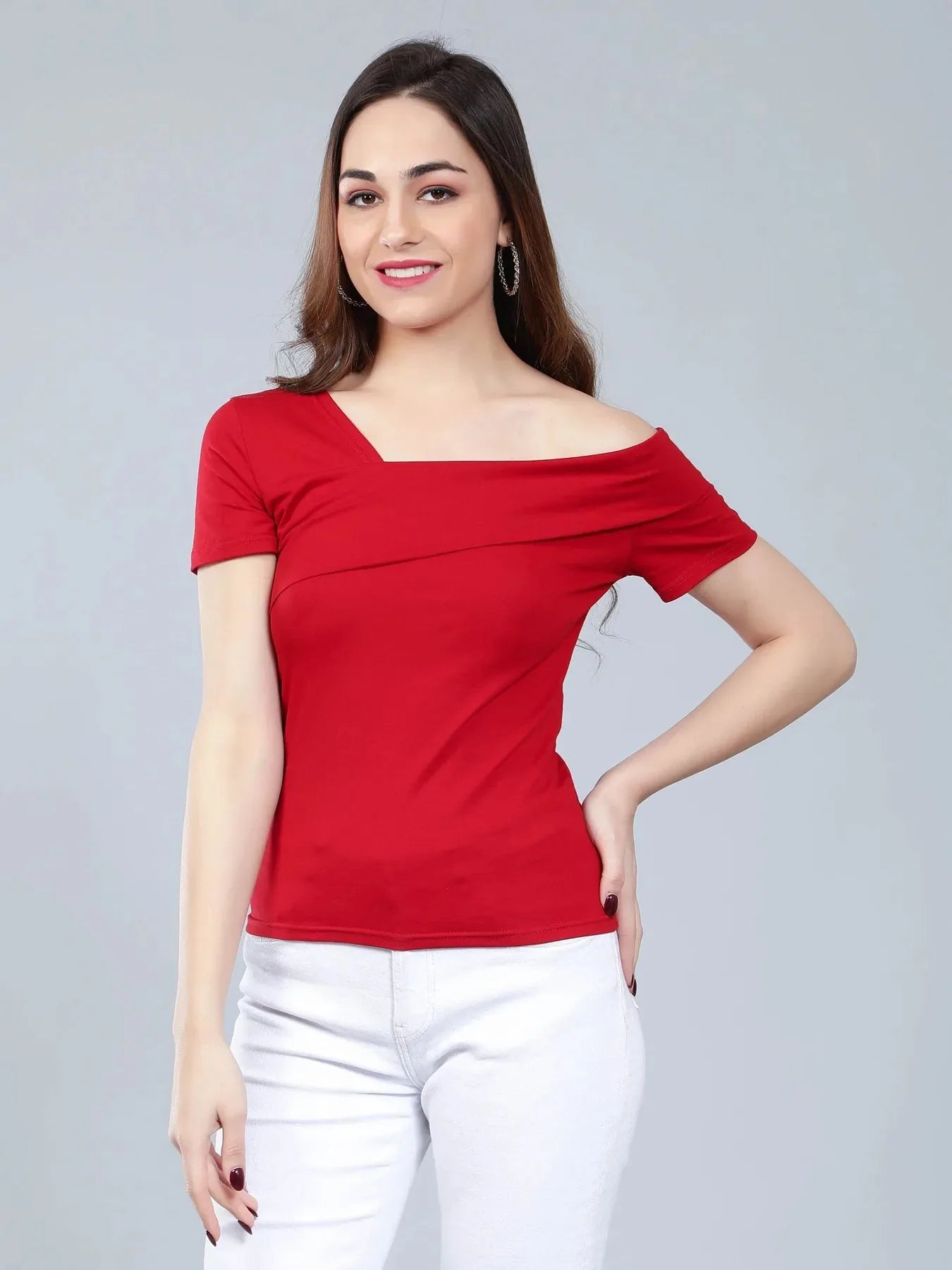 Asymmetric Neck T-Shirt