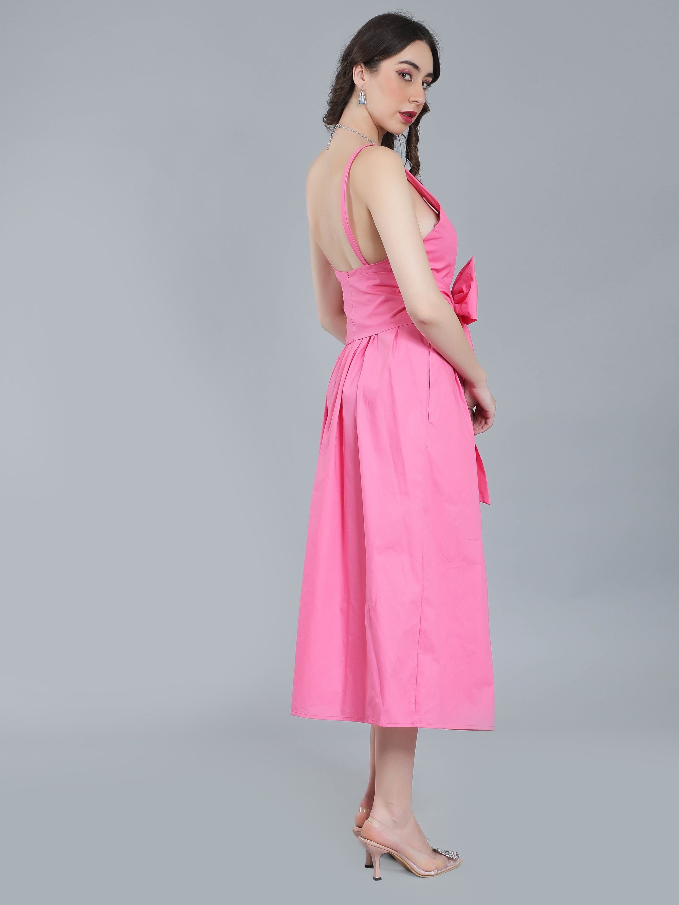 Deep V-Neck Cotton Dress
