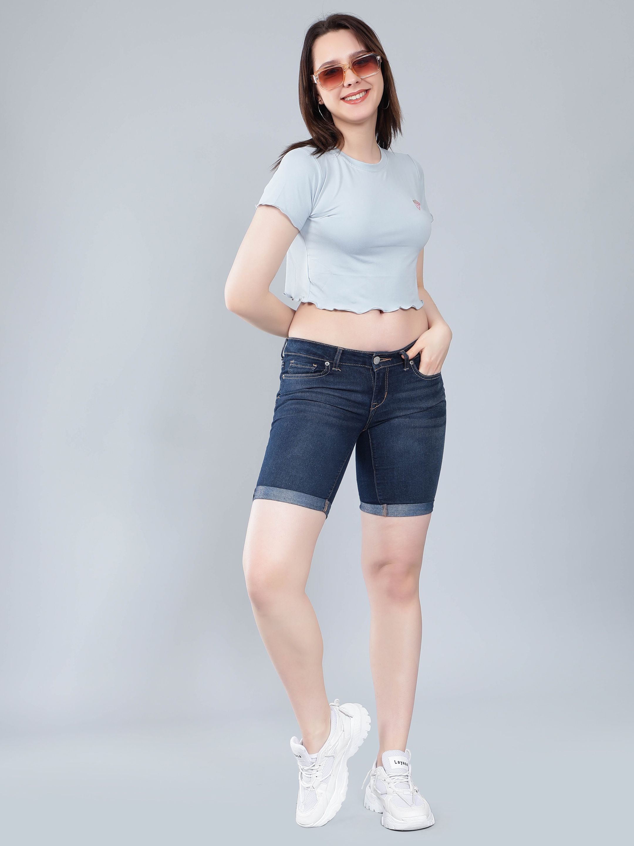 Strawberry Embroidery Crop Tee