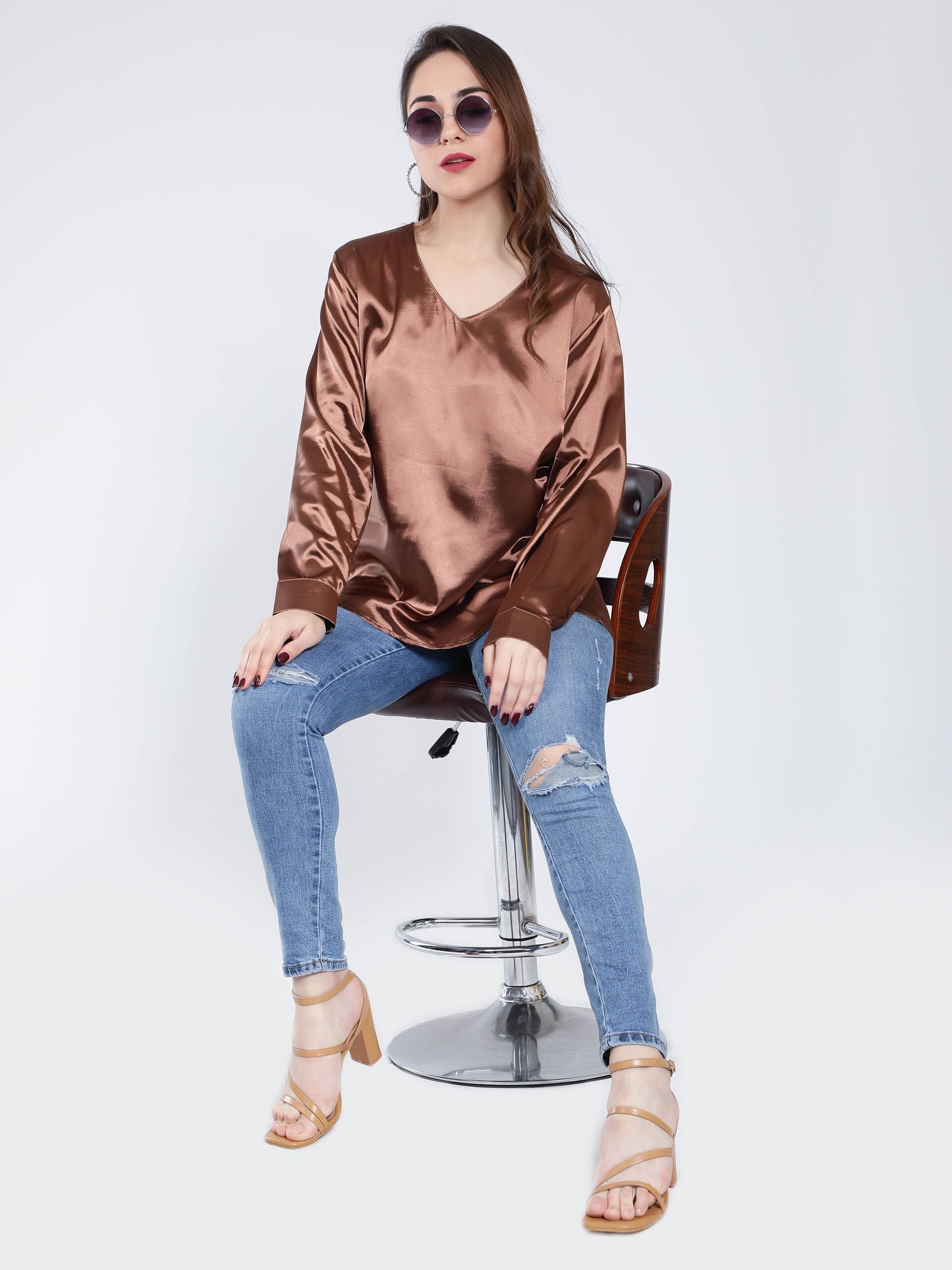 V-Neck Satin Top