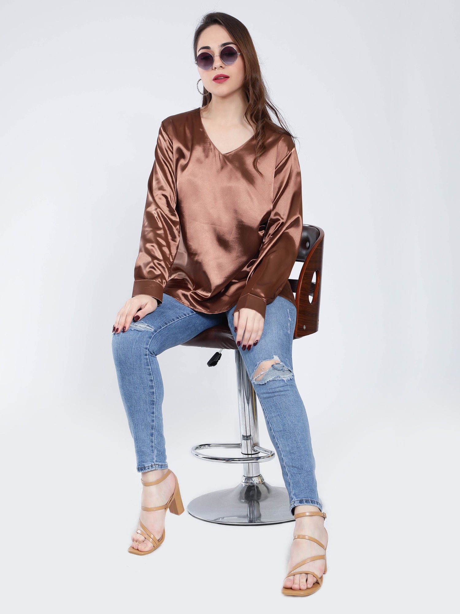 V-Neck Satin Top