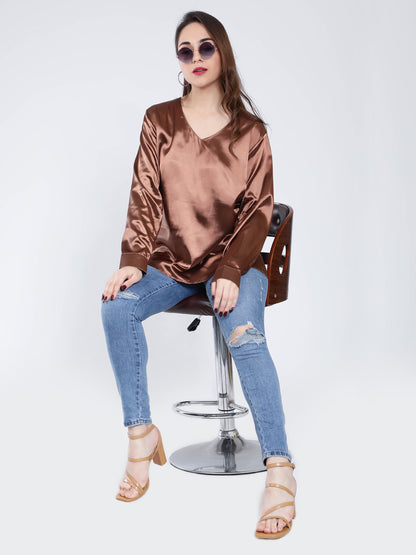 V-Neck Satin Top