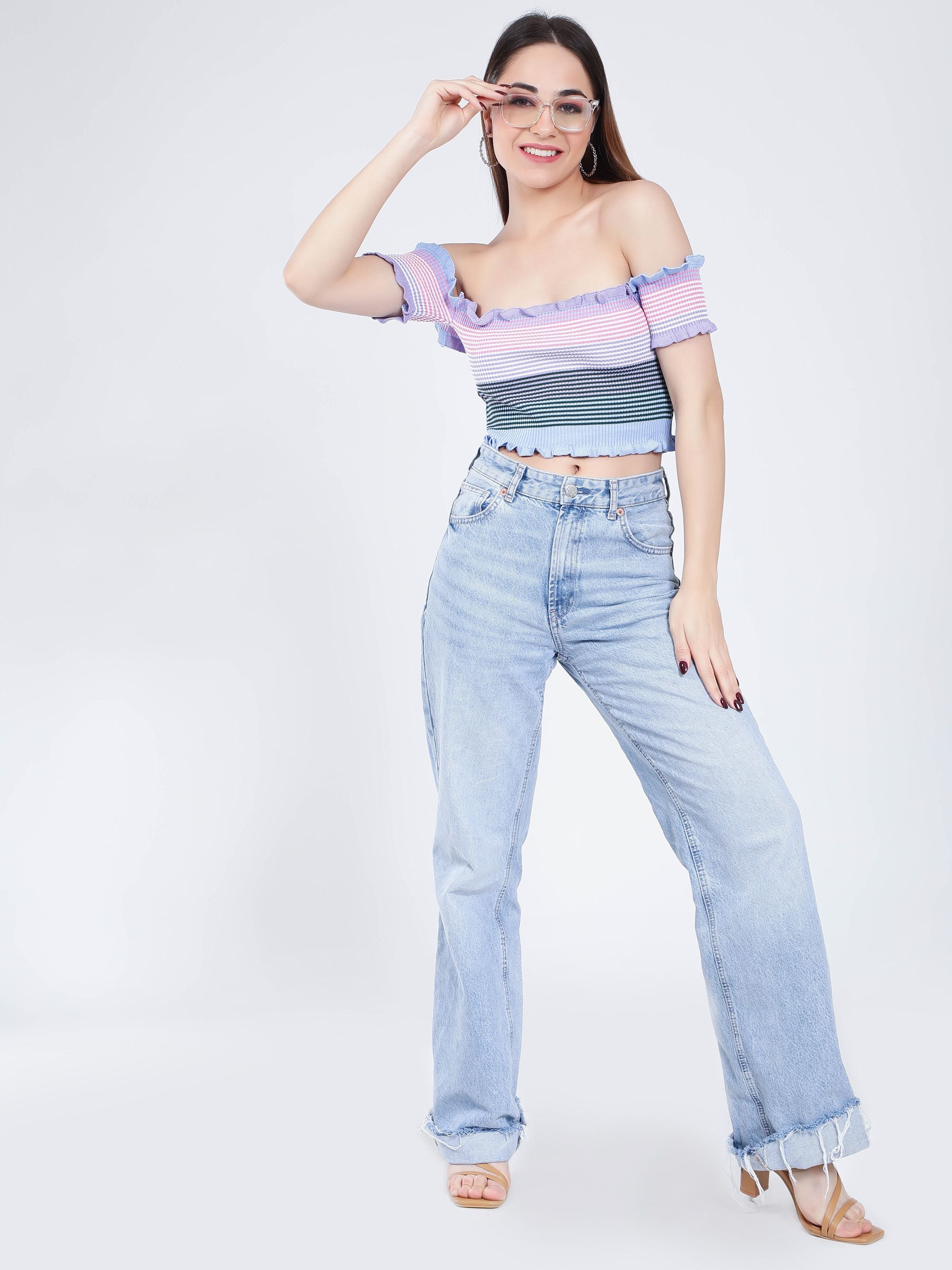 Bardot Rib Knit Top