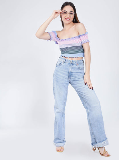 Bardot Rib Knit Top