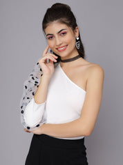Sexy One Shoulder Dotted Blouse