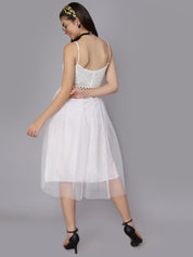 Summer Crochet Tulle Midi Dress