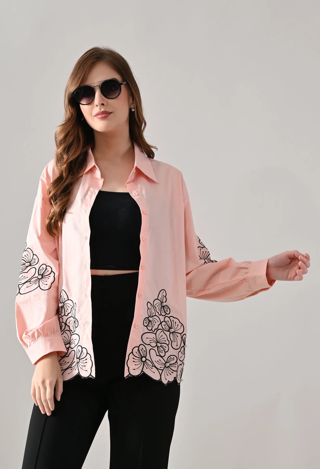 Blush Bloom Embroidered Shirt