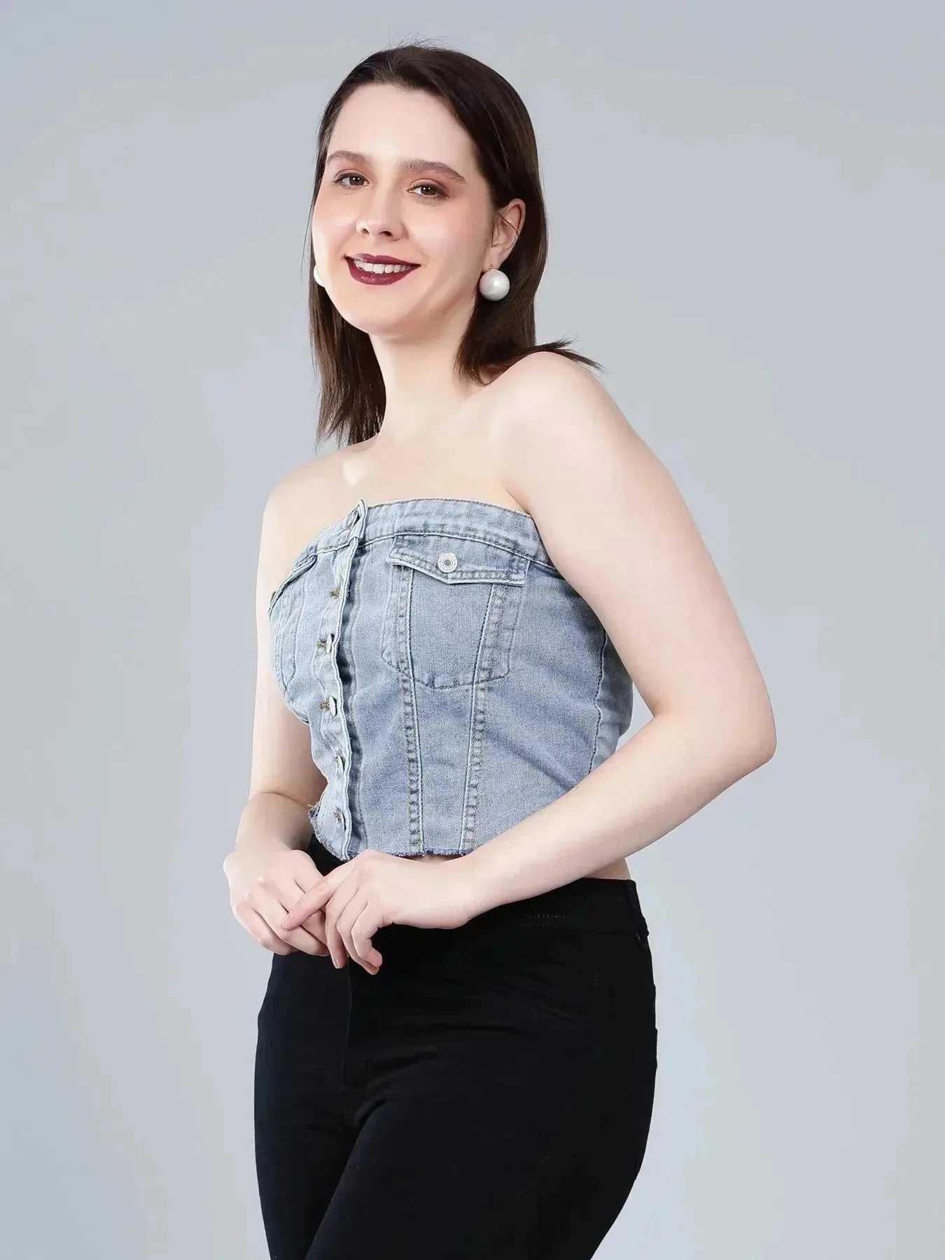 Denim Corset Crop Top