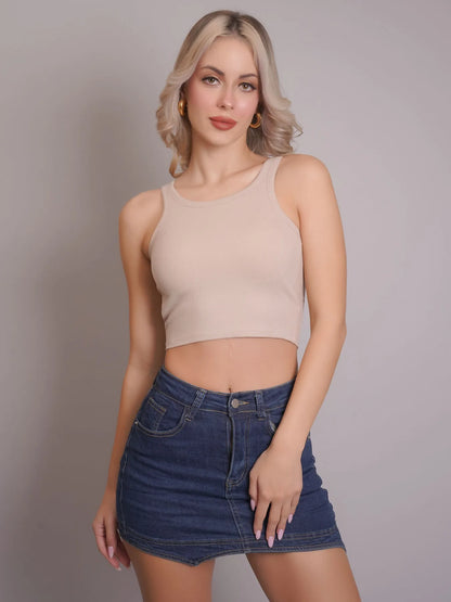 Padded Ribbed Crop Top